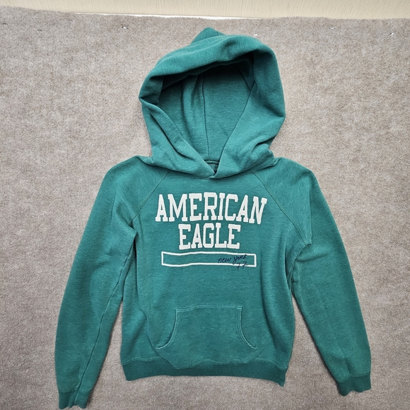 American Eagle Outfitters Green Hoodie M Pullover Logo Graphic Sweatshirt 2009 - Picture 2 of 9